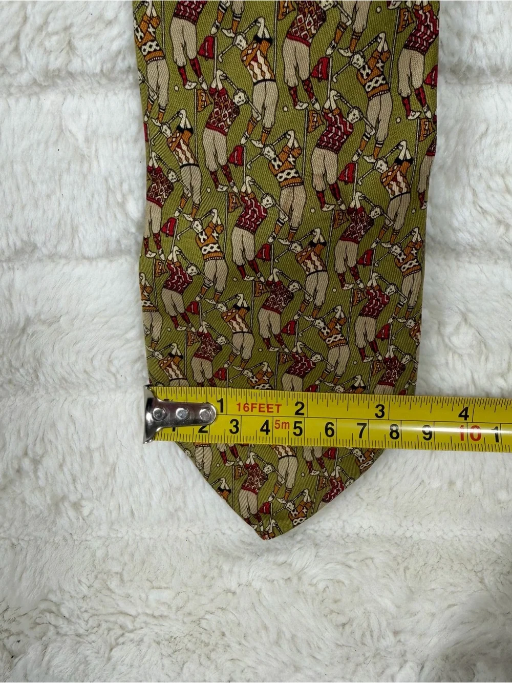 Salvatore Ferragamo Vintage Golfers Golfing Golf Silk Tie 58” Long 3.25” Wide